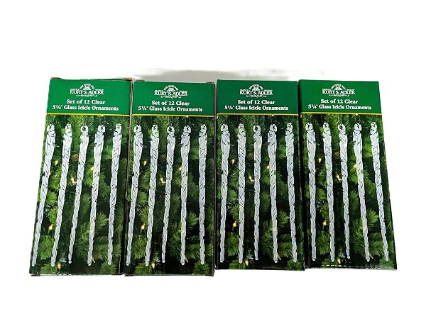 Kurt Adler - 5-1 4-Inch Glass Icicle Ornament 48-Piece Box Set - W0055
