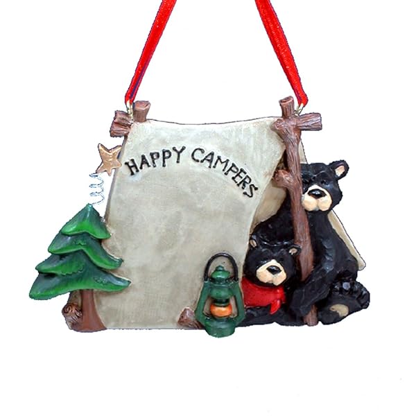 Kurt Adler - 1 X Flatback Happy Campers Two Black Bears - W1484