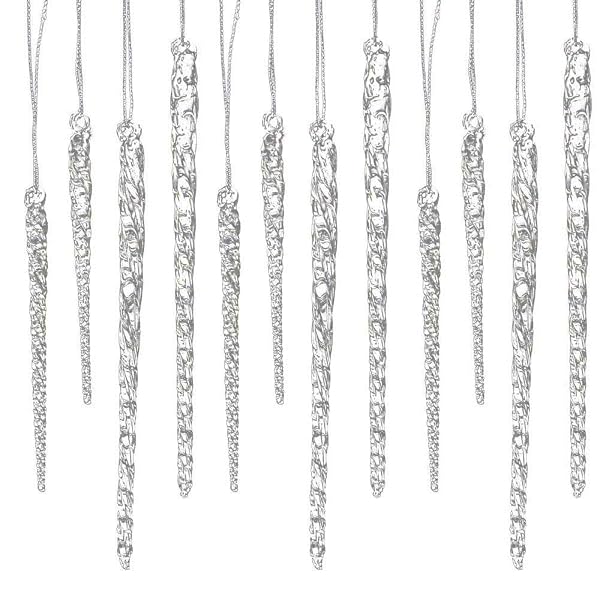 Kurt Adler - 24 piece Set 3.5in-5.5in Assorted Clear Glass Icicle - W3730