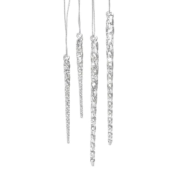 Kurt Adler - 3-1 2-Inch-5-1 2-Inch Clear Glass Icicle Ornament Set - W3730