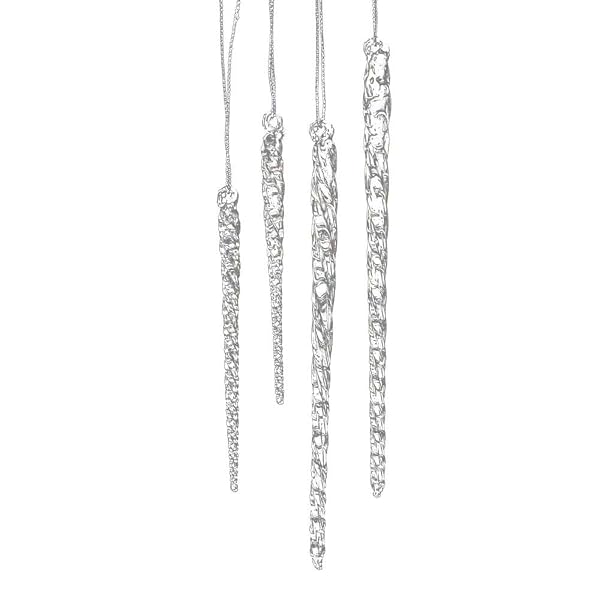 Kurt Adler - 3-1 2-Inch-5-1 2-Inch Clear Glass Icicle Ornament Set - W3730