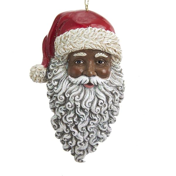 Kurt Adler E0347 African American Santa Head Ornament, 4.5-inches Tall