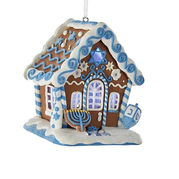 Kurt Adler Gingerbread LED Hanukkah House Ornament