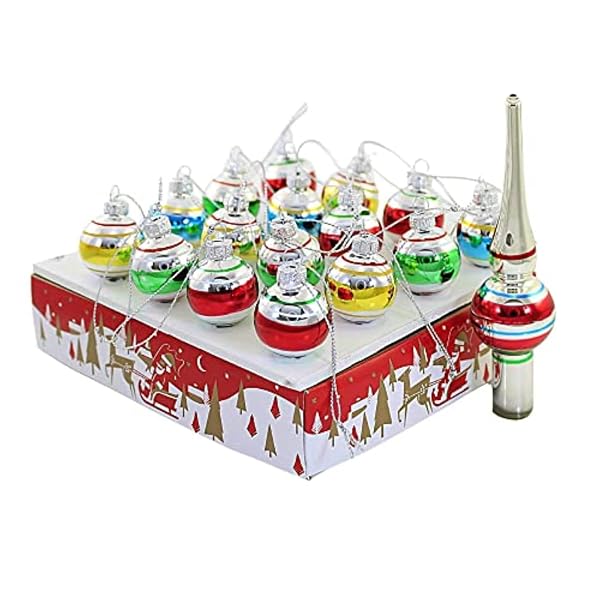 Kurt Adler Miniature Ornaments and Treetop, Set of 16