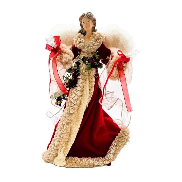Kurt Adler UL2218 UL 10-Light 16" Red & Ivory Angel Treetop