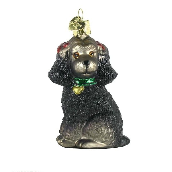 Old World Christmas Poodle Glass Ornament- Black