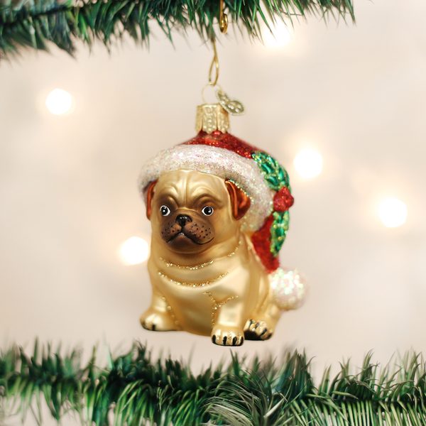 Old World Christmas - Holly Hat Pug - 12430