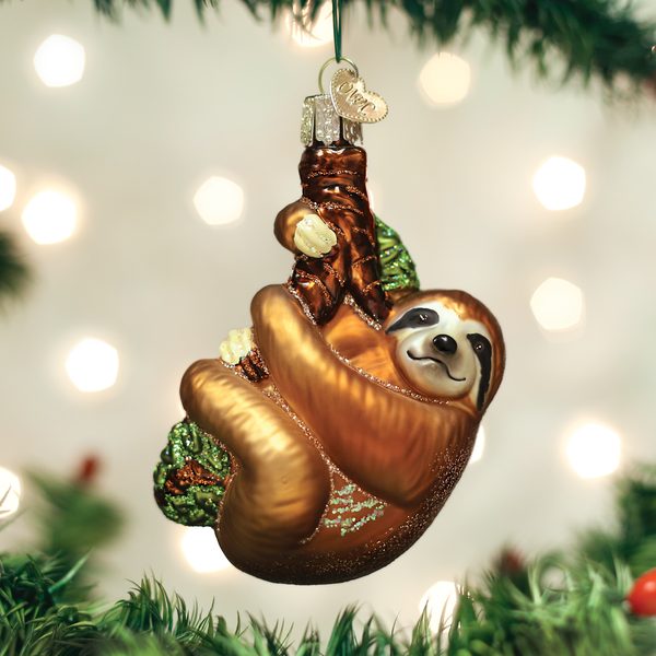 Old World Christmas - Smiling Sloth Hugging Branch - 12523