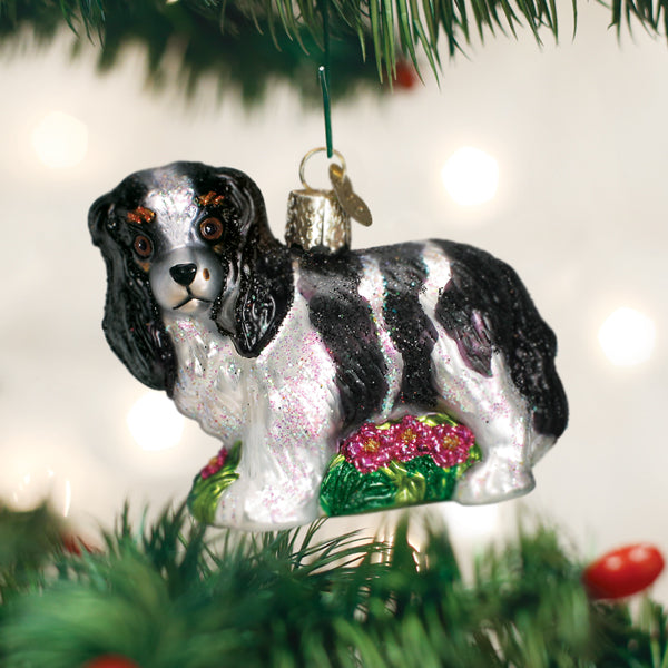 Old World Christmas - Black/White King Charles Spaniel - 12612