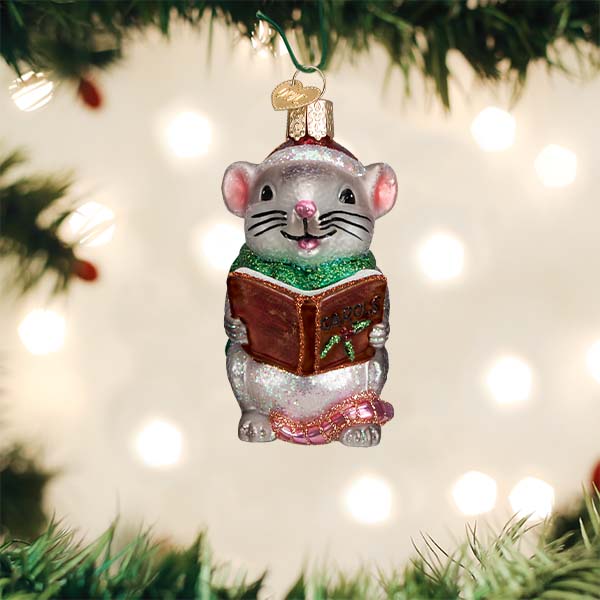 Old World Christmas - Grey Caroling Mouse - 12625