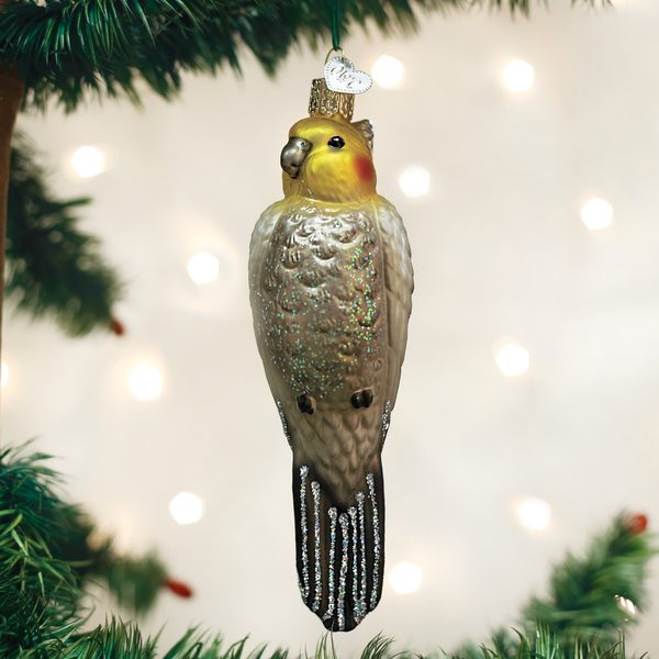 Old World Christmas Glass Blown Ornament with S-Hook and Gift Box, Birds Collection (Cockatiel)