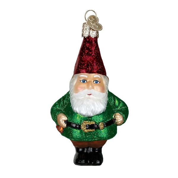 Old World Christmas - 4.5 Glittered Gnome Ornament - 24133