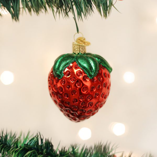 Old World Christmas Glass Blown Ornament with S-Hook and Gift Box, Fruit Collection (Summer Strawberry)