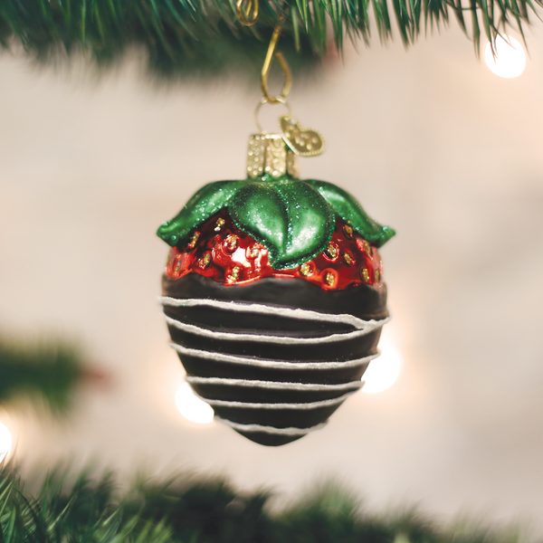 Old World Christmas Glass Blown Ornament with S-Hook and Gift Box, Food Collection (Chocolate Dipped Strawberry)