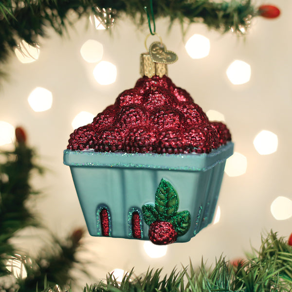 Old World Christmas Glass Blown Ornament with S-Hook and Gift Box, Food & Drink (Carton of Raspberries, 28139)