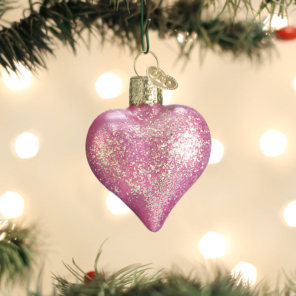 Old World Christmas - Pink Glittered Heart - 30068