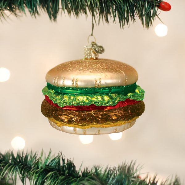 Old World Christmas Glass Blown Ornament with S-Hook and Gift Box, Food Collection (Cheeseburger)