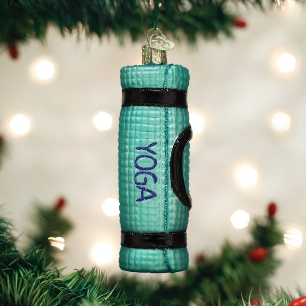 Old World Christmas Glass Blown Ornament with S-Hook and Gift Box, Sports Collection (Yoga Mat)