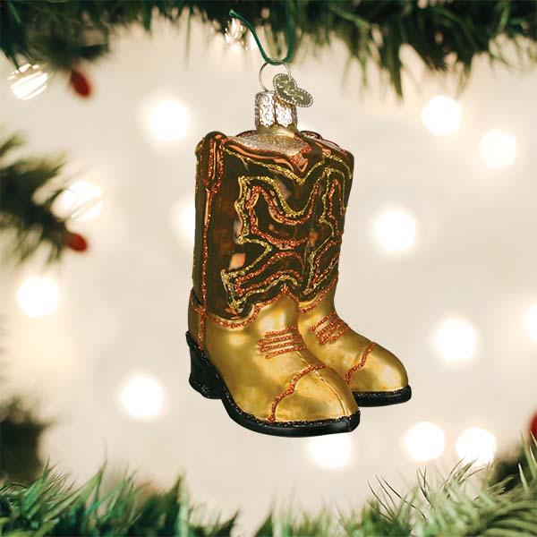 Old World Christmas - Brown Pair Of Cowboy Boots - 32494
