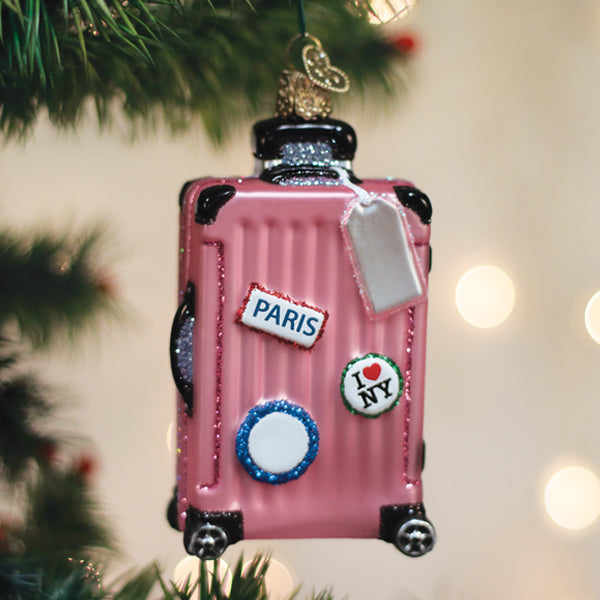 Old World Christmas - Pink Rolling Suitcase - 32692