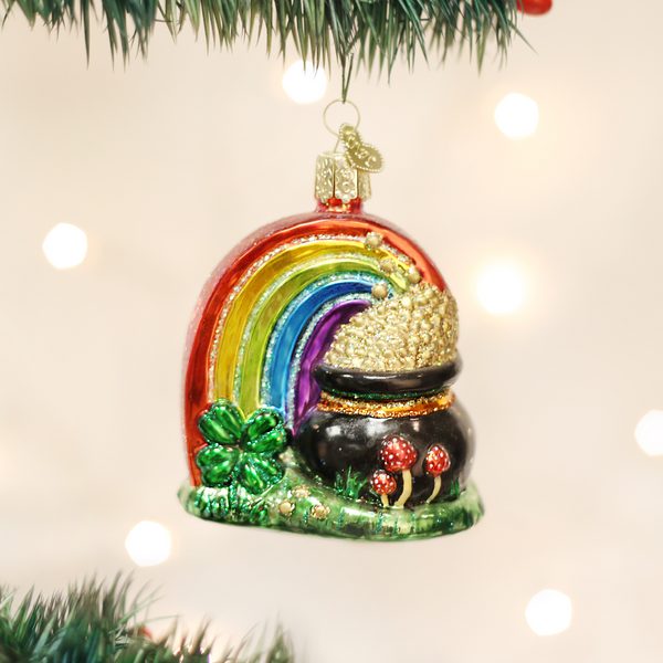Old World Christmas Pot of Gold Glass Blown Ornament for Christmas Tree, Handcrafted Holiday Decoration, Irish Collection
