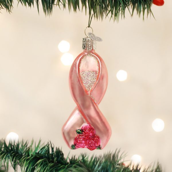 Old World Christmas - Pink Ribbon with Roses - 36164