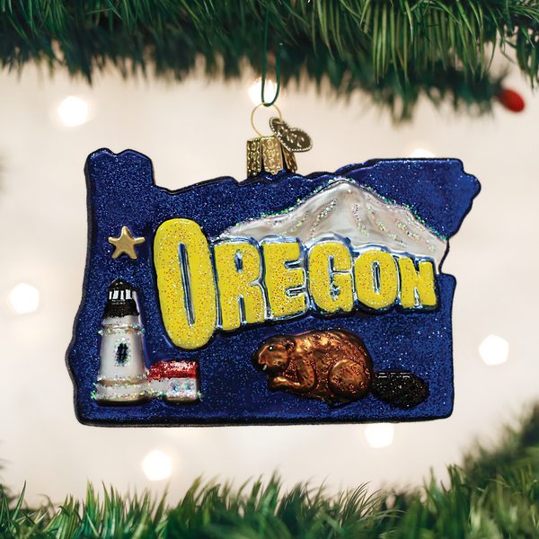 Old World Christmas Glass Blown Ornament State of Oregon (36200)