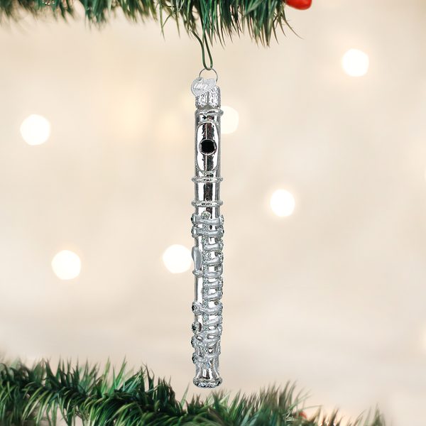 Old World Christmas Glass Blown Ornament with S-Hook and Gift Box, Music Collection (Flute)