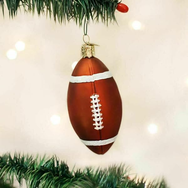 FOOTBALL GLASS SPORTS CHRISTMAS ORNAMENT 44011
