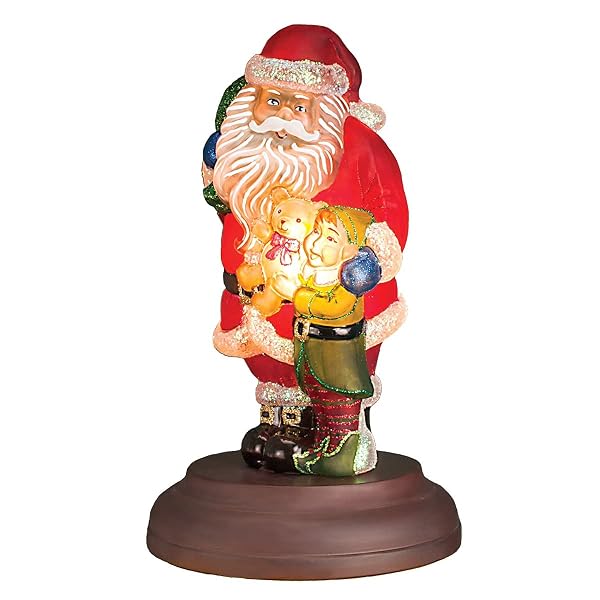 Old World Christmas Santa's Bright-Eyed Buddy Glass Night Light Figurine