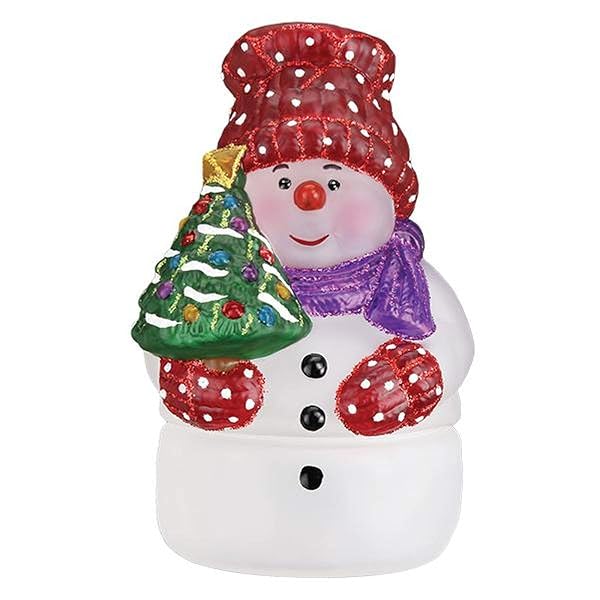 Old World Christmas - Snowman With Tree Candle Light Ornament - 53001