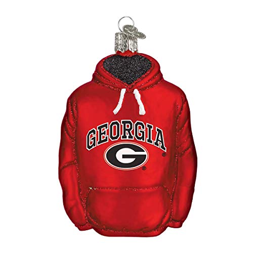 Old World Christmas University of Georgia Hoodie Glass Blown Ornament for Christmas Tree,