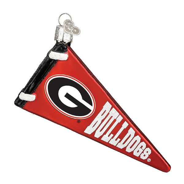 Old World Christmas University of Georgia Pennant Glass Blown Ornament for Christmas Tree,