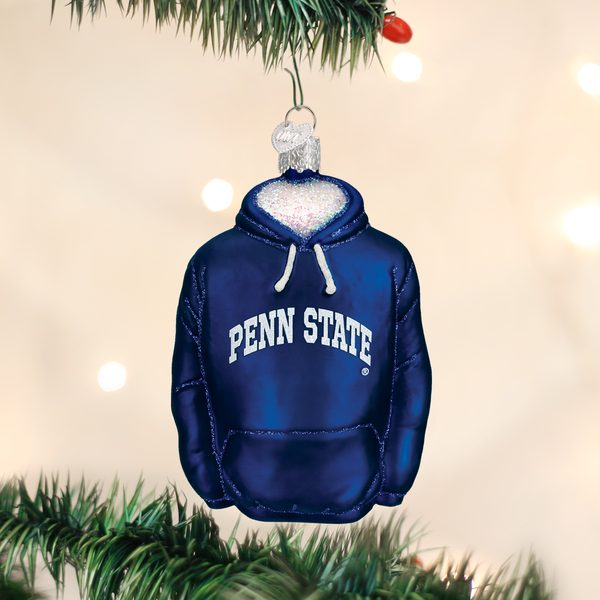 Old World Christmas Glass Blown Ornament with S-Hook and Gift Box, College Hoodie Collection (Penn State)