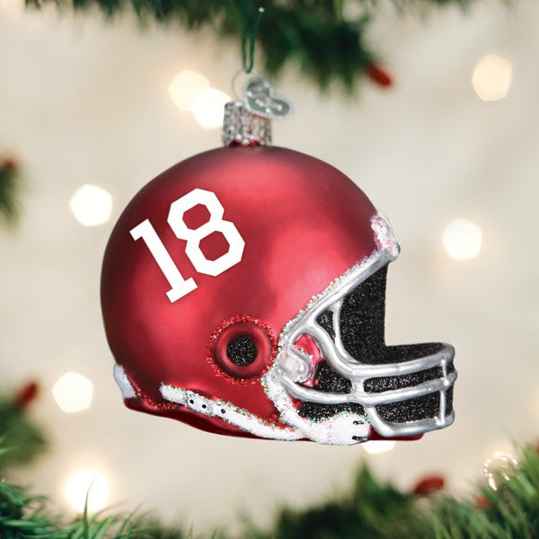 Old World Christmas Alabama Helmet Glass Blown Ornament for Christmas Tree, Handcrafted Holiday Decoration, University Collection