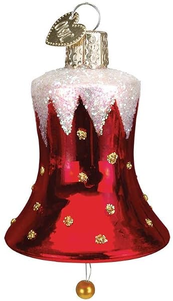 Old World Christmas Glass Blown Ornament with S-Hook and Gift Box, Holiday Time (Snowcapped Bell [Red], 38014)