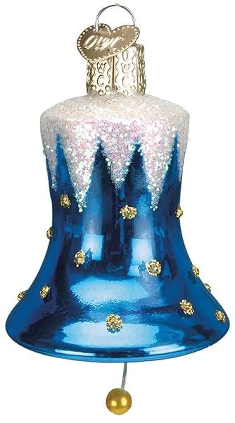 Old World Christmas Glass Blown Ornament with S-Hook and Gift Box, Holiday Time (Snowcapped Bell [Blue], 38014)