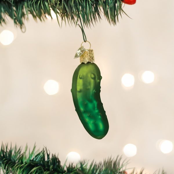 Old World Christmas Glass Blown Ornament with S-Hook and Gift Box, Condiments & Sauces Collection (Sweet Pickle)
