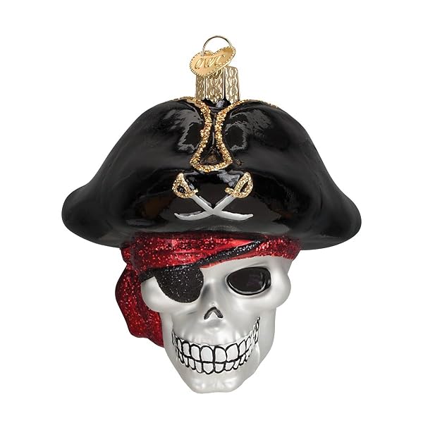 Old World Christmas Glass Blown Ornament with S-Hook and Gift Box, Auto Collection (Jolly Roger)