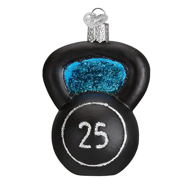 Old World Christmas Glass Blown Ornament with S-Hook and Gift Box, Outside Collection (Kettlebell Weight)