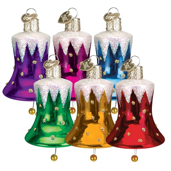 Old World Christmas Ornaments: Snowcapped Bell Glass Blown Ornaments for Christmas Tree