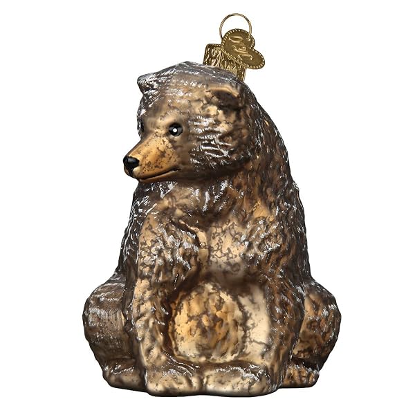 Old World Christmas Vintage Bear Glass Blown Ornament for Christmas Tree, Handcrafted Holiday Decoration, Vintage Animal Collection