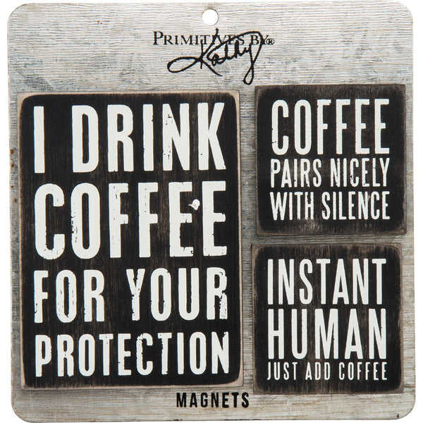 Primitives by Kathy - 3 Pc.- Coffee Magnet Set- 5.50 Square - 27491