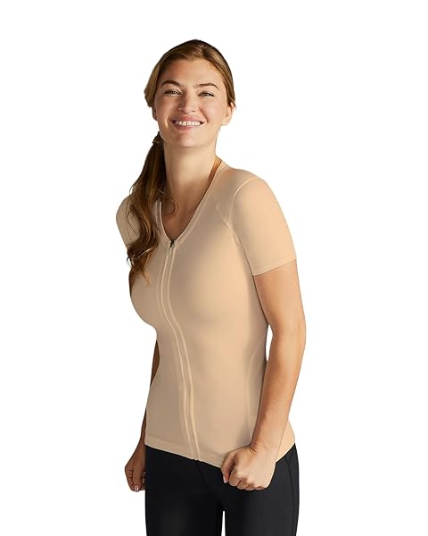 Tommie Copper Women's Short Sleeve V Neck Compression Shirt With Front Zipper